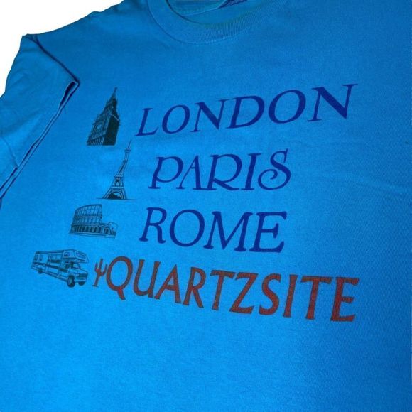 Vintage Quartzite T Shirt London Paris Rome Quartzsite Arizona Funny Souvenir - Picture 1 of 5